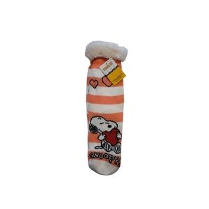 NEW Women's Peanuts Snoopy Striped Sherpa Lined Cozy Socks - One Size Fits Most